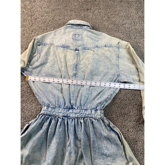VINTAGE Calvin Klein Dress Womens 5/6 Blue Acid Wash Button Front Pockets 80s - Picture 11 of 15